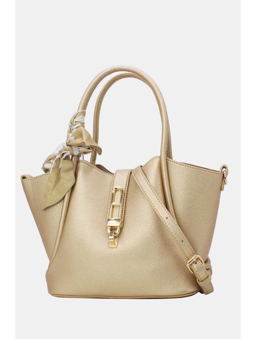 Sac à Main Trapèze Avec Bandeau En Soie 25B-6359-Dorée
