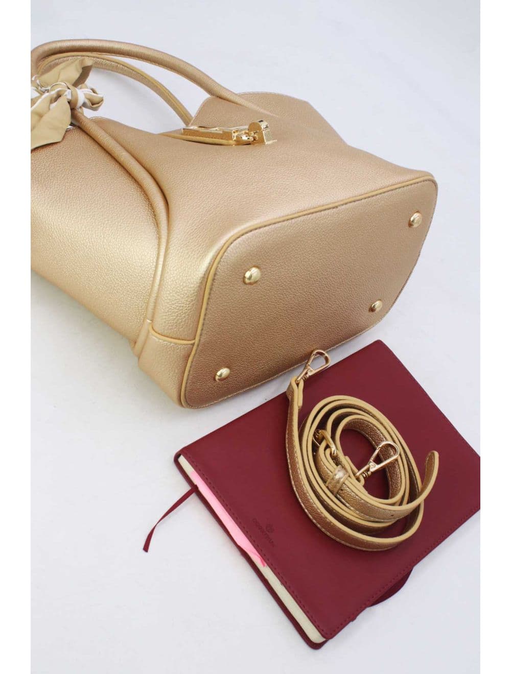 Sac à Main Trapèze Avec Bandeau En Soie 25B-6359-Dorée — vue 4