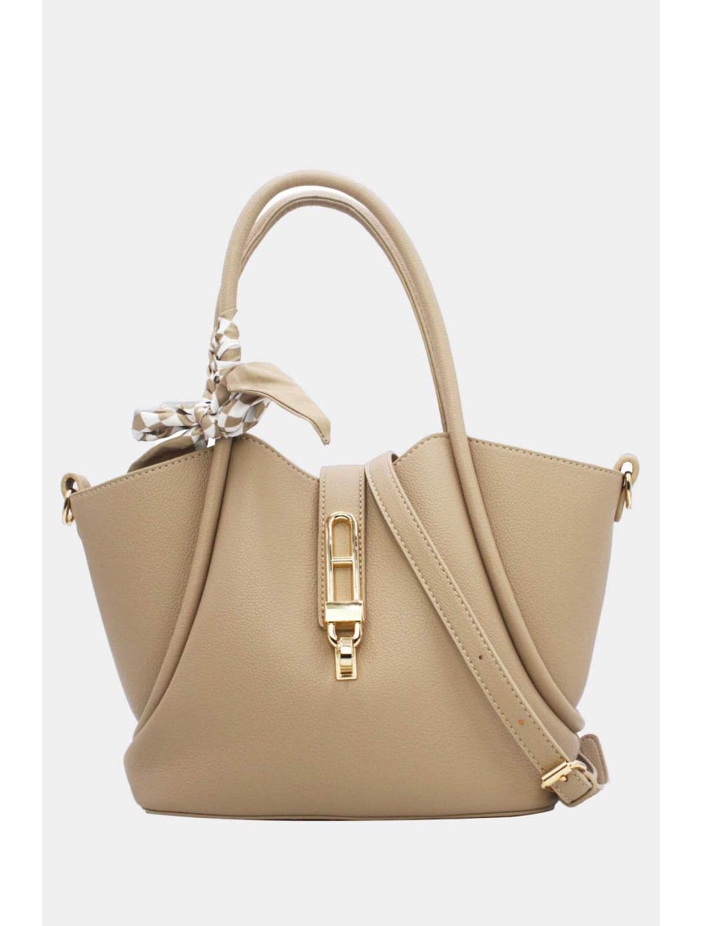 Sac à Main Trapèze Avec Bandeau En Soie 25B-6359-Abricot