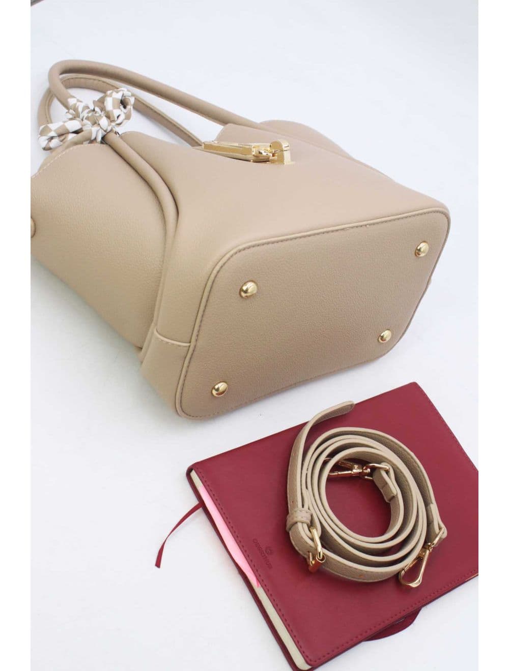 Sac à Main Trapèze Avec Bandeau En Soie 25B-6359-Abricot — vue 4