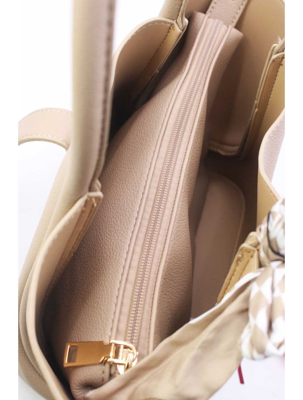 Sac à Main Trapèze Avec Bandeau En Soie 25B-6359-Abricot — vue 5