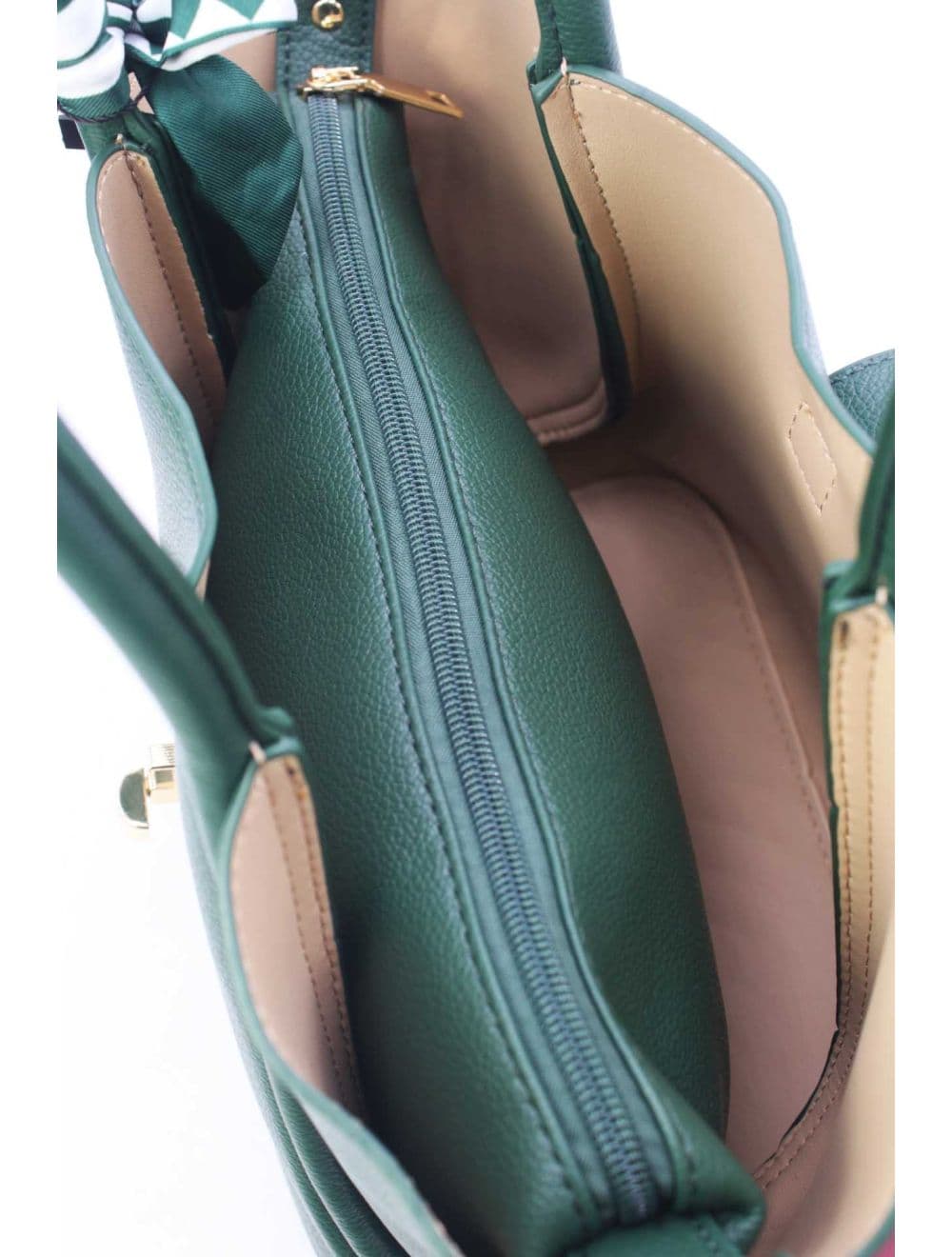 Sac à Main Trapèze Avec Bandeau En Soie 25B-6359-D.Green — vue 3