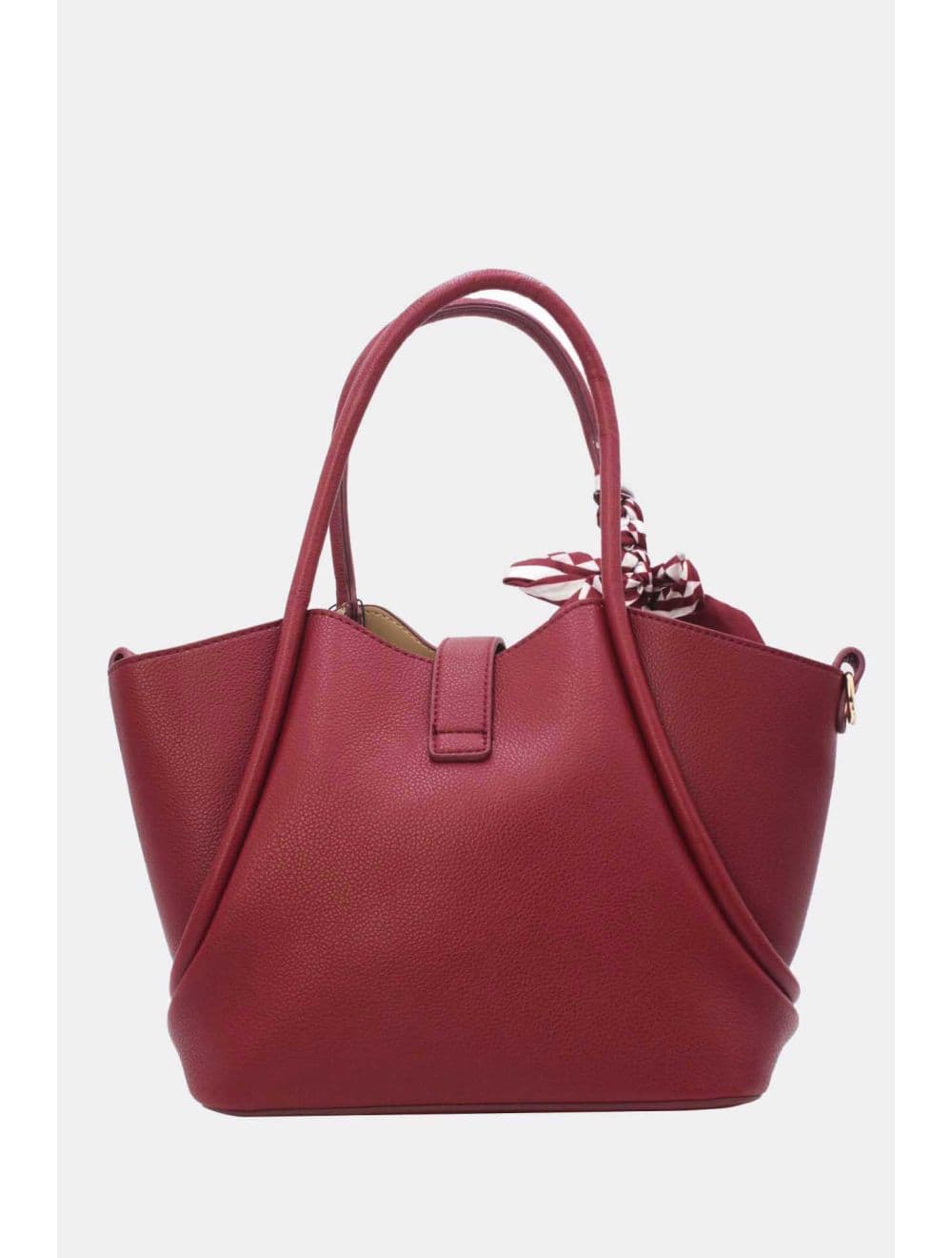 Sac à Main Trapèze Avec Bandeau En Soie 25B-6359-Bordeaux — vue 3