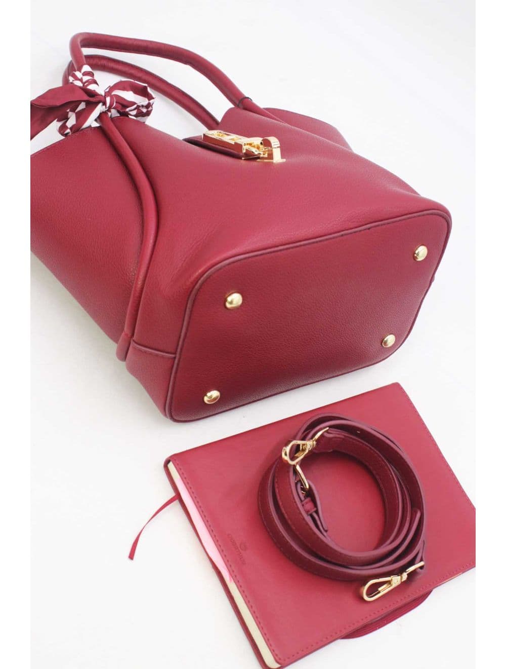Sac à Main Trapèze Avec Bandeau En Soie 25B-6359-Bordeaux — vue 4