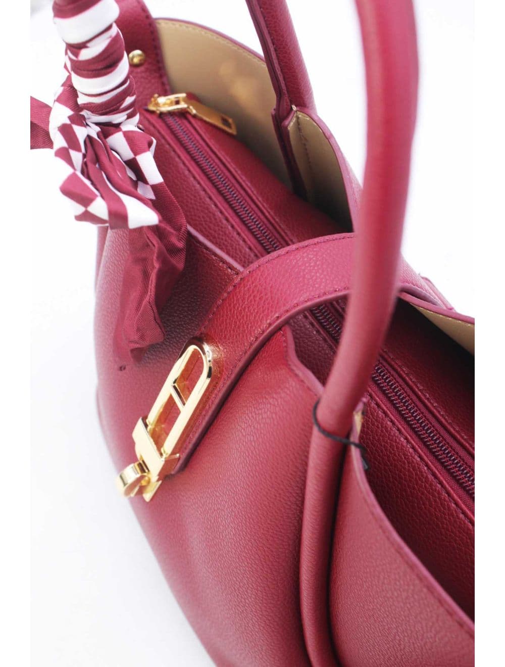 Sac à Main Trapèze Avec Bandeau En Soie 25B-6359-Bordeaux — vue 5
