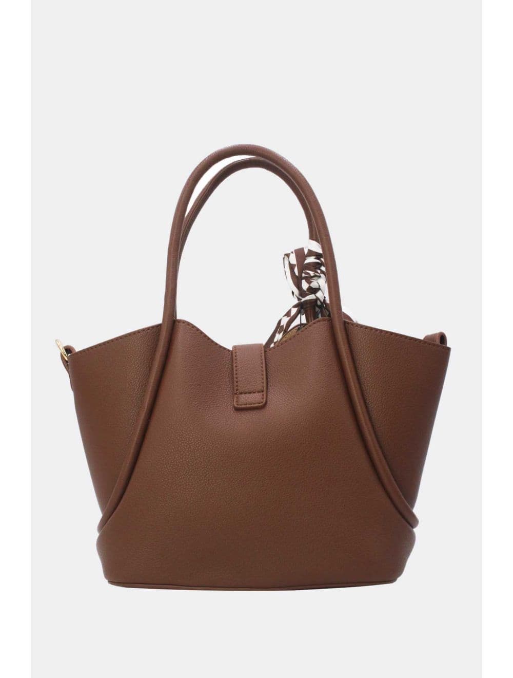 Sac à Main Trapèze Avec Bandeau En Soie 25B-6359-Café — vue 4