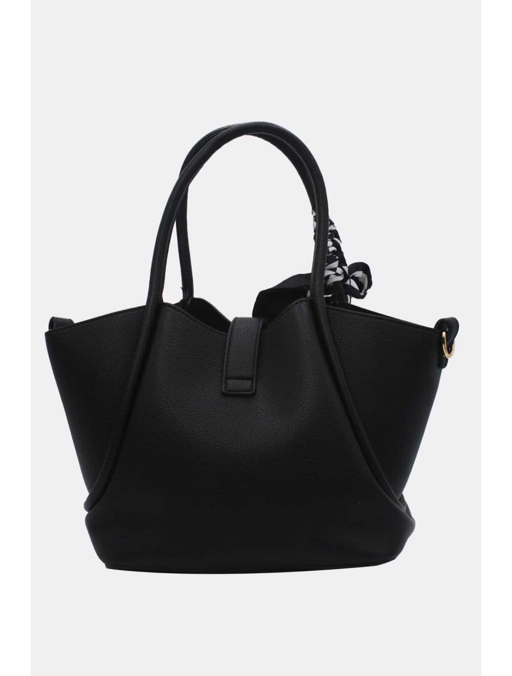 Sac à Main Trapèze Avec Bandeau En Soie 25B-6359-Noir — vue 3
