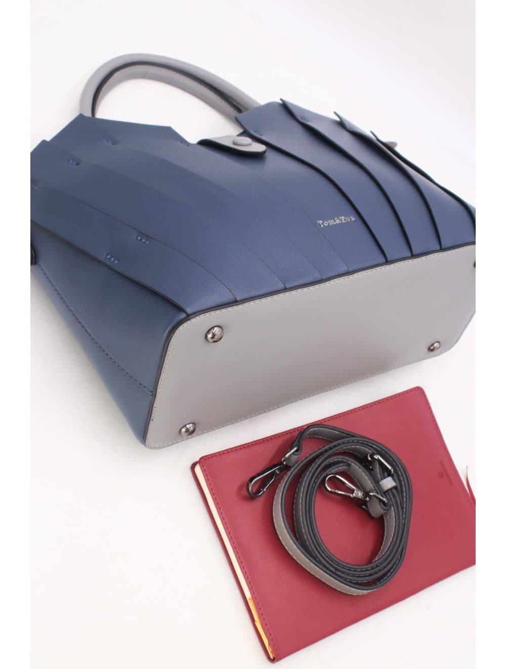 Sac à Main Trapèze à Langette-25B-6366-Bleu — vue 4