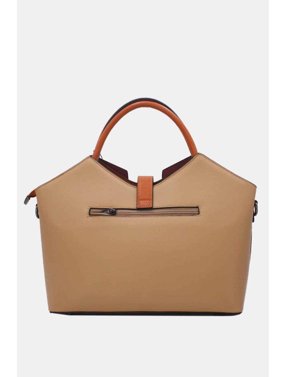 Sac à Main Trapèze à Langette-25B-6366-Apricot/Brown — vue 3