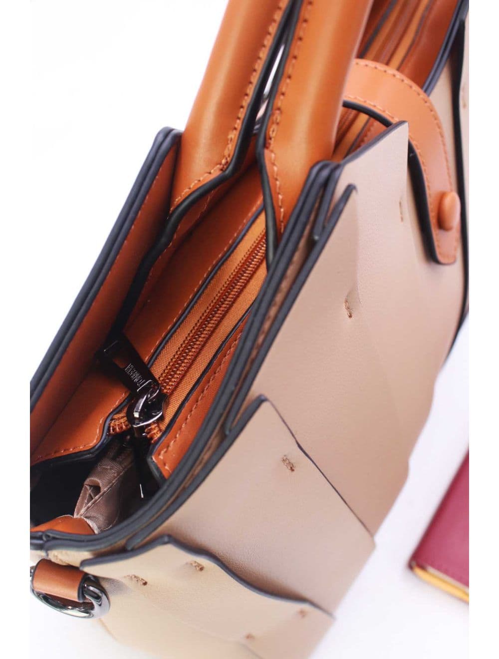 Sac à Main Trapèze à Langette-25B-6366-Apricot/Brown — vue 5