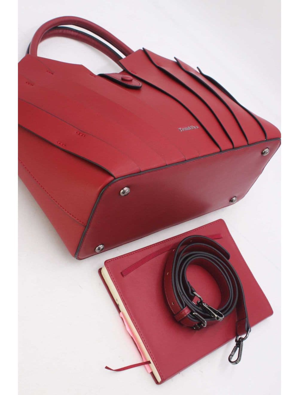 Sac à Main Trapèze à Langette-25B-6366-Burgundy — vue 4