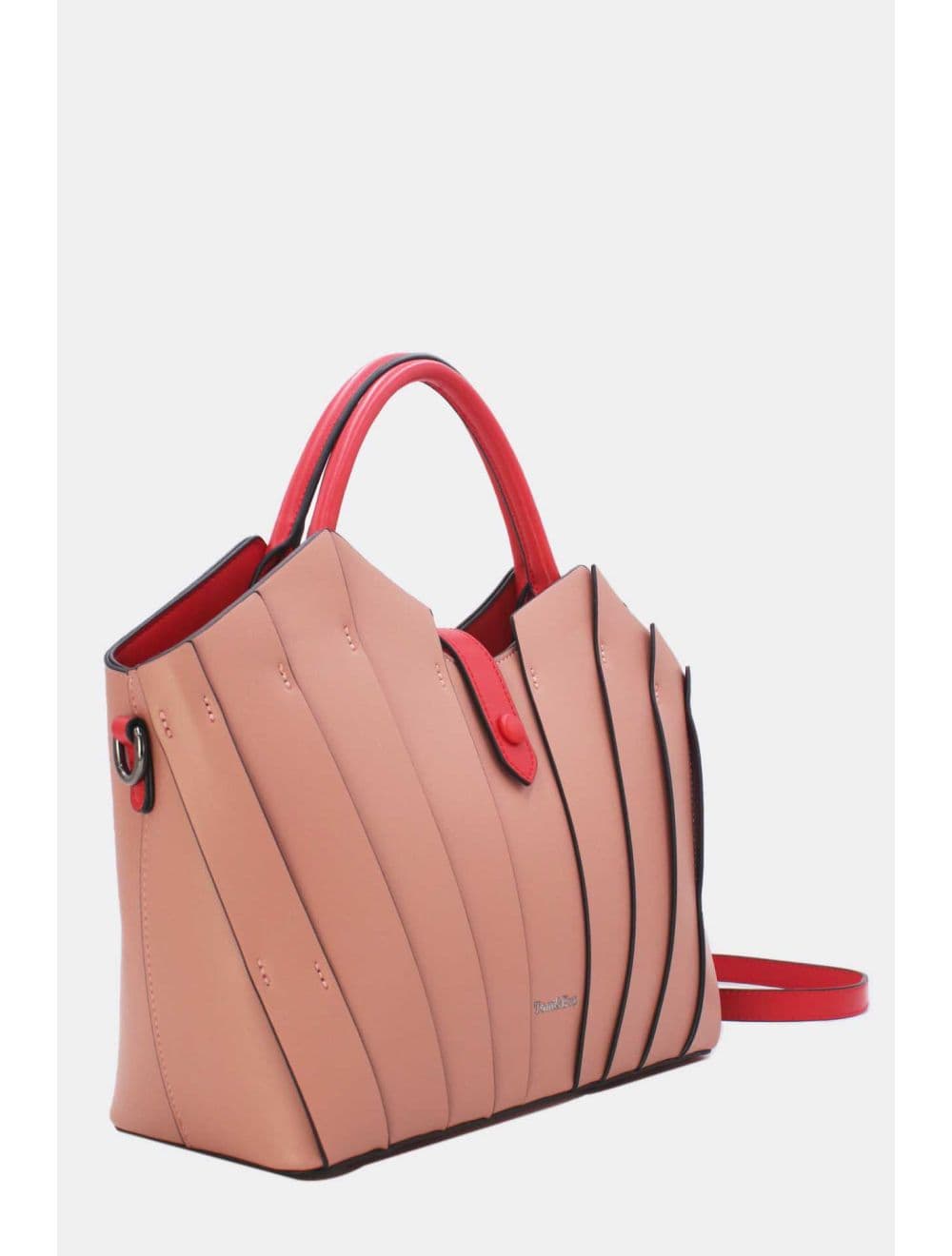 Sac à Main Trapèze à Langette-25B-6366-Pink/Red — vue 2