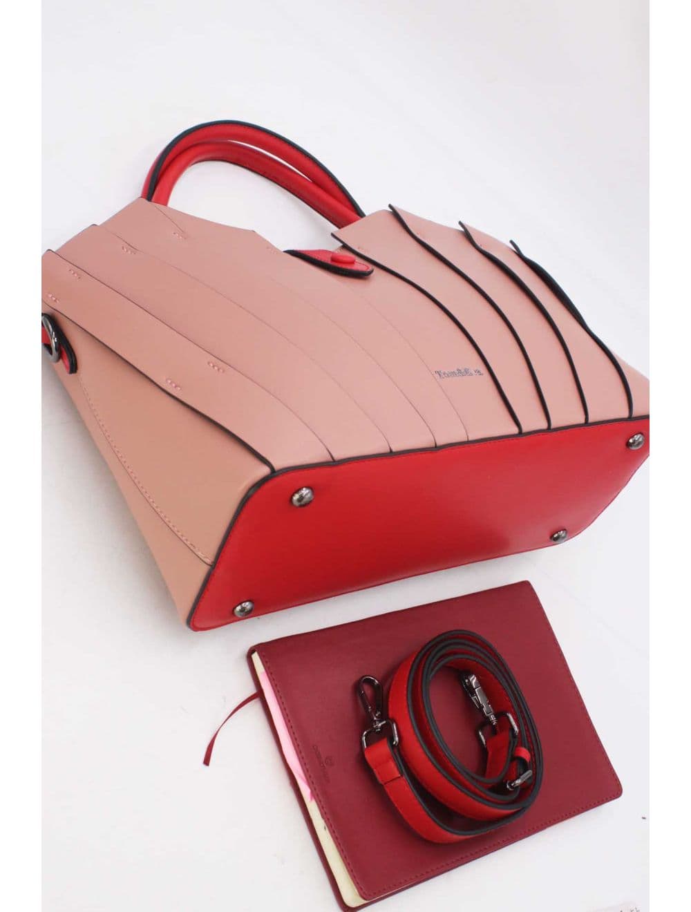 Sac à Main Trapèze à Langette-25B-6366-Pink/Red — vue 4