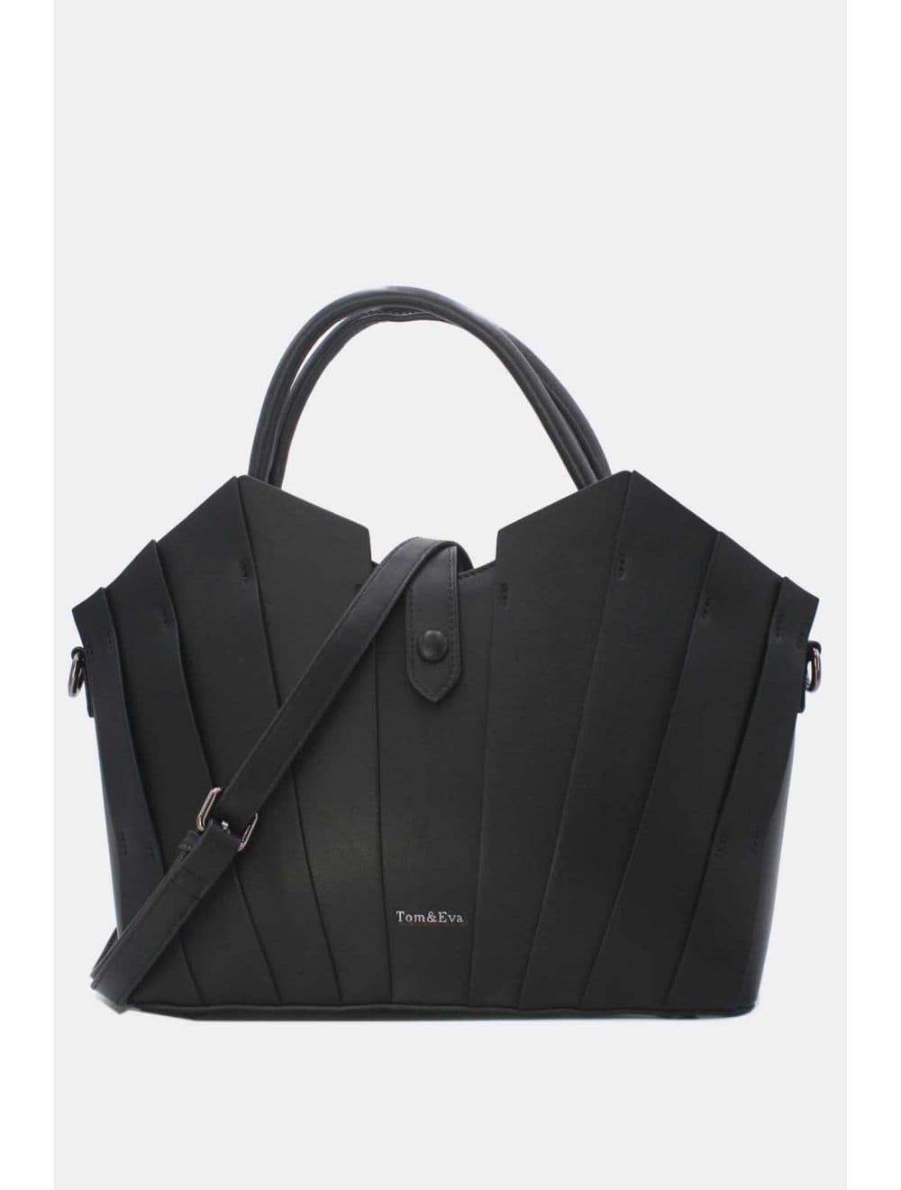 Sac à Main Trapèze à Langette-25B-6366-Noir