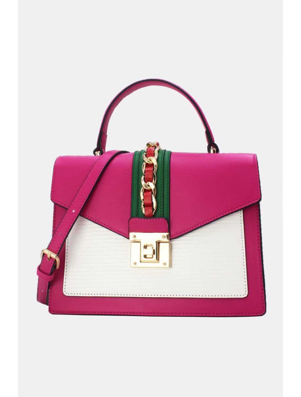 Sac à Main Porté Travers Chic RÉASSORT-8012-Fushia/Green
