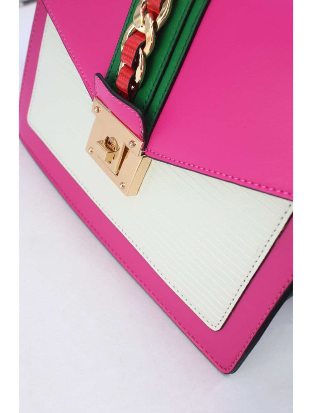 Sac à Main Porté Travers Chic RÉASSORT-8012-Fushia/Green — vue 5