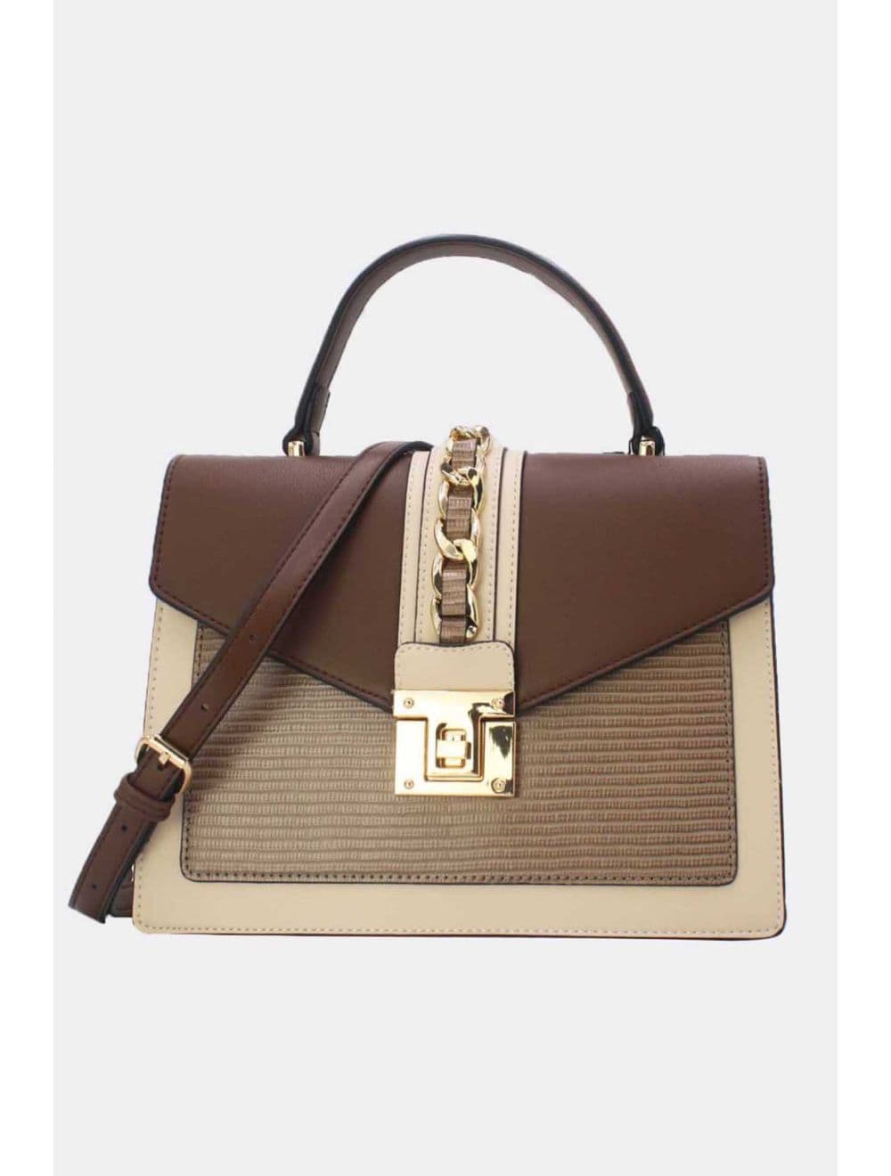 Sac à Main Porté Travers Chic RÉASSORT-8012-Coffee/Beige