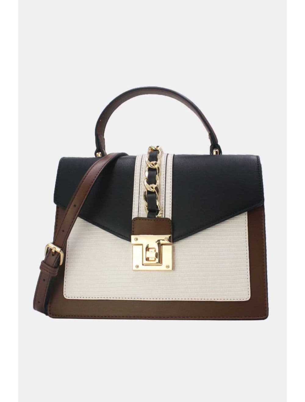 Sac à Main Porté Travers Chic RÉASSORT-8012-Black/Coffee