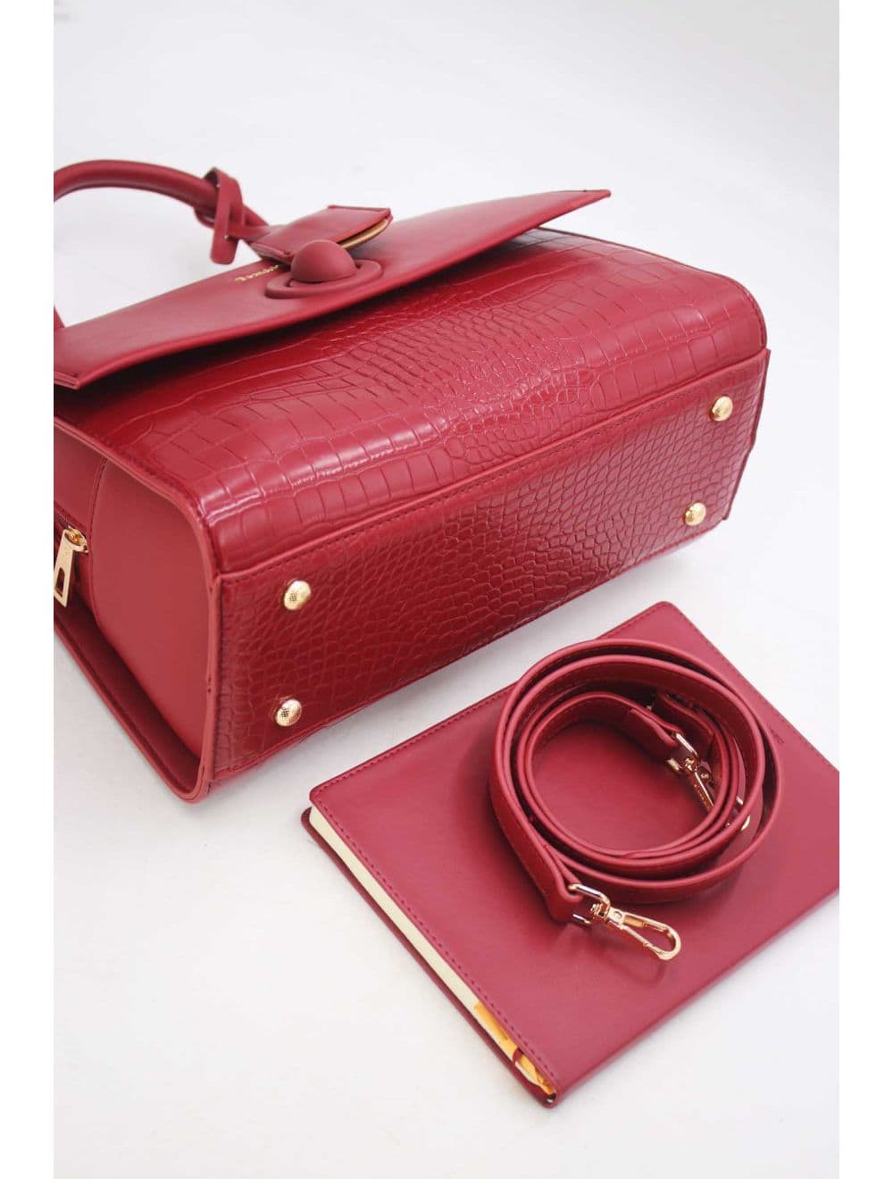Sac à Main Style Vintage à Effet Croco 23B-5764-Rouge — vue 5
