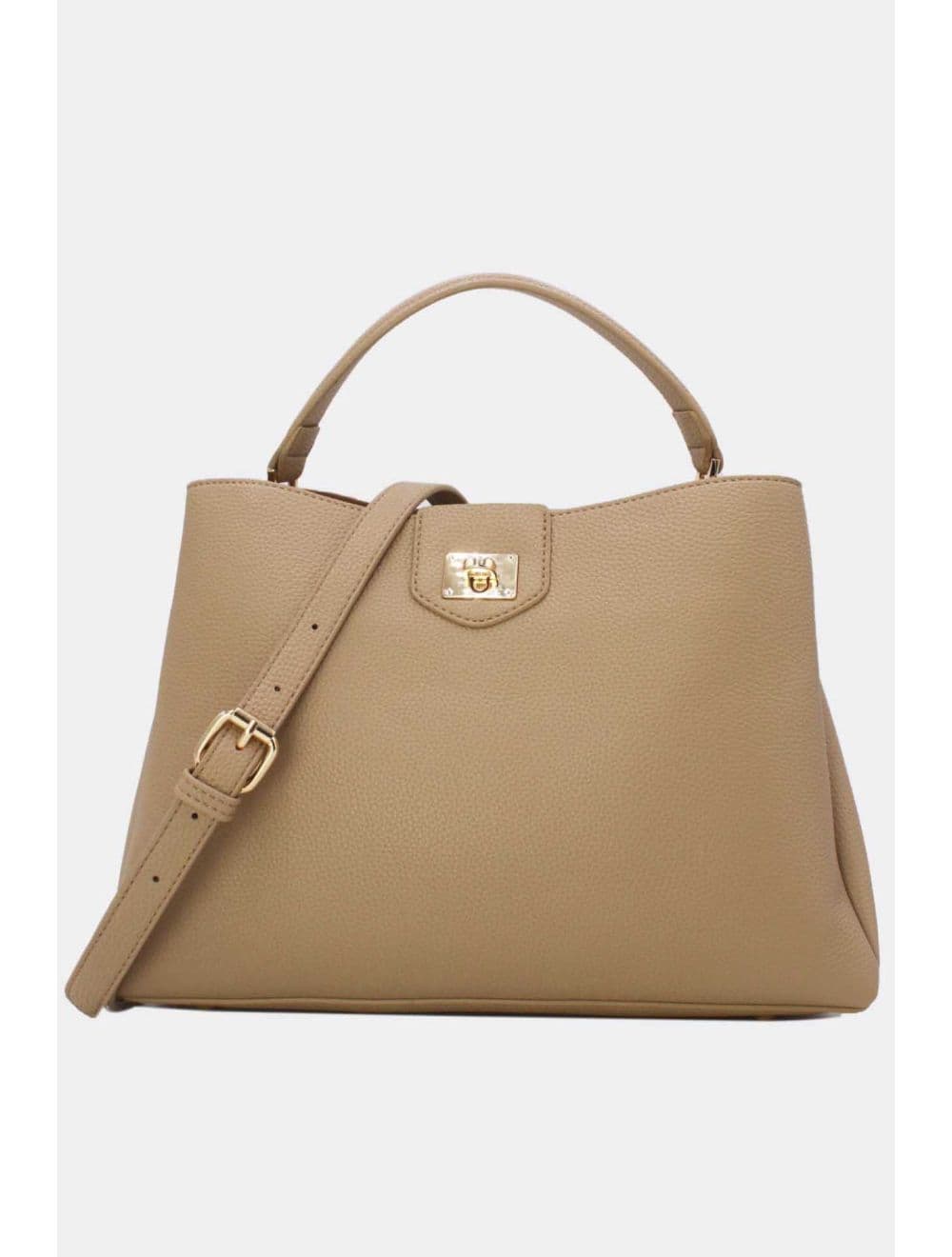 Sac à Main Effet Cuir Grainé Avec Fermoir Tourniquet 6436 REASSORT-Abricot