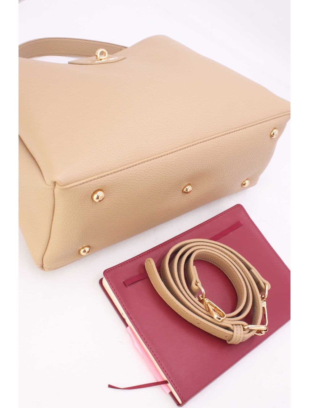 Sac à Main Effet Cuir Grainé Avec Fermoir Tourniquet 6436 REASSORT-Abricot — vue 4