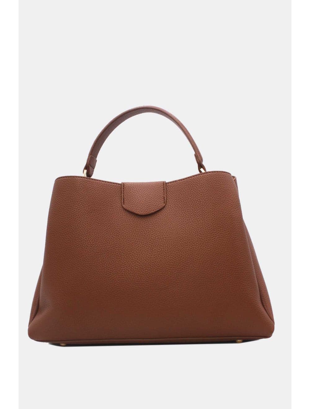 Sac à Main Effet Cuir Grainé Avec Fermoir Tourniquet 6436 REASSORT-Marron — vue 3