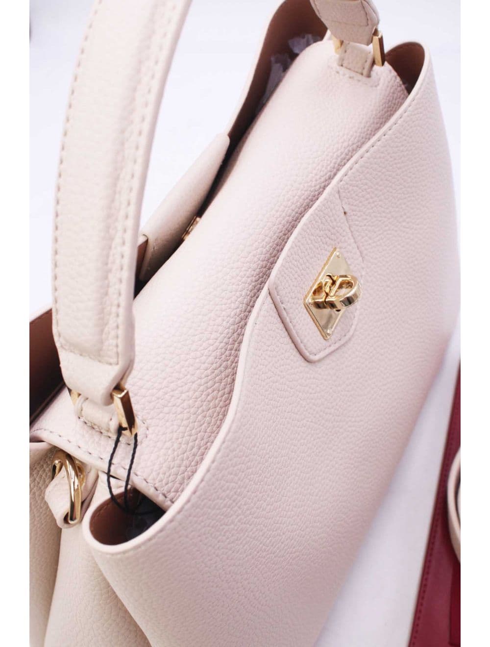 Sac à Main Effet Cuir Grainé Avec Fermoir Tourniquet 6436 REASSORT-Beige — vue 5