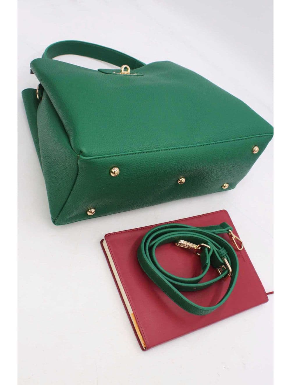 Sac à Main Effet Cuir Grainé Avec Fermoir Tourniquet 6436 REASSORT-Vert — vue 4