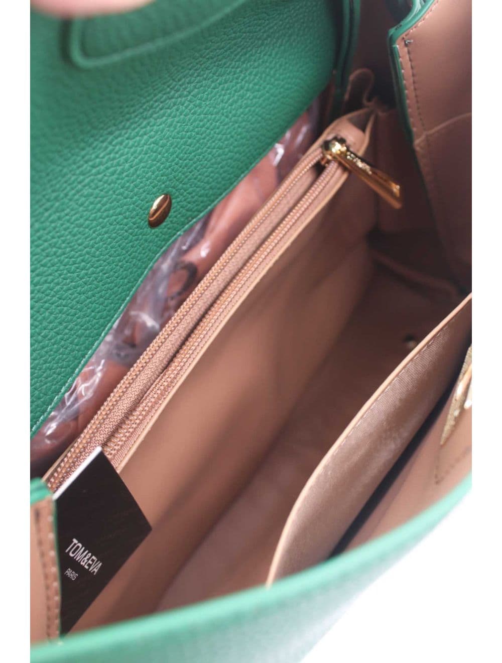 Sac à Main Effet Cuir Grainé Avec Fermoir Tourniquet 6436 REASSORT-Vert — vue 5