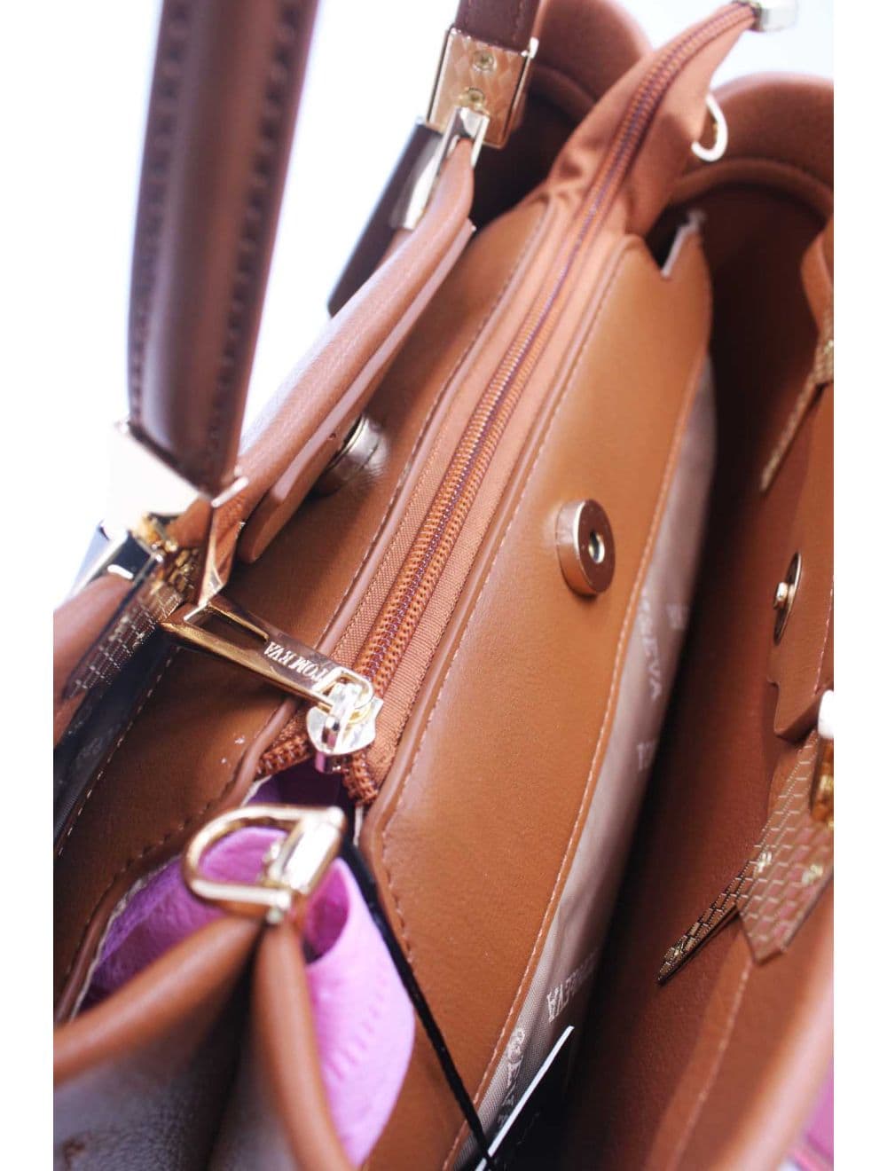Sac à Main Effet Grainé RÉASSORT 25B-6187-Marron — vue 5