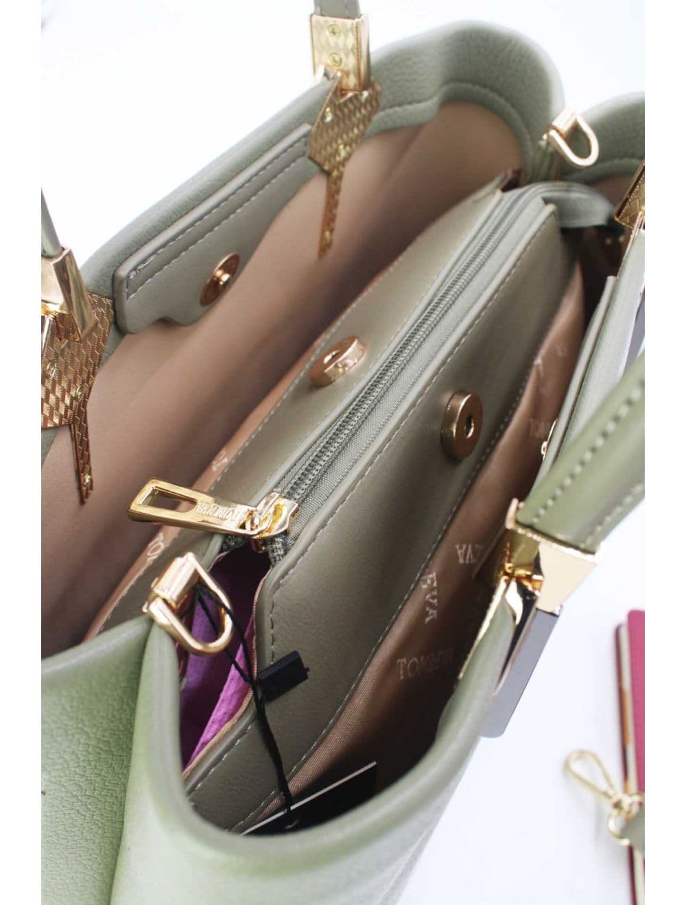 Sac à Main Effet Grainé RÉASSORT 25B-6187-Vert — vue 5