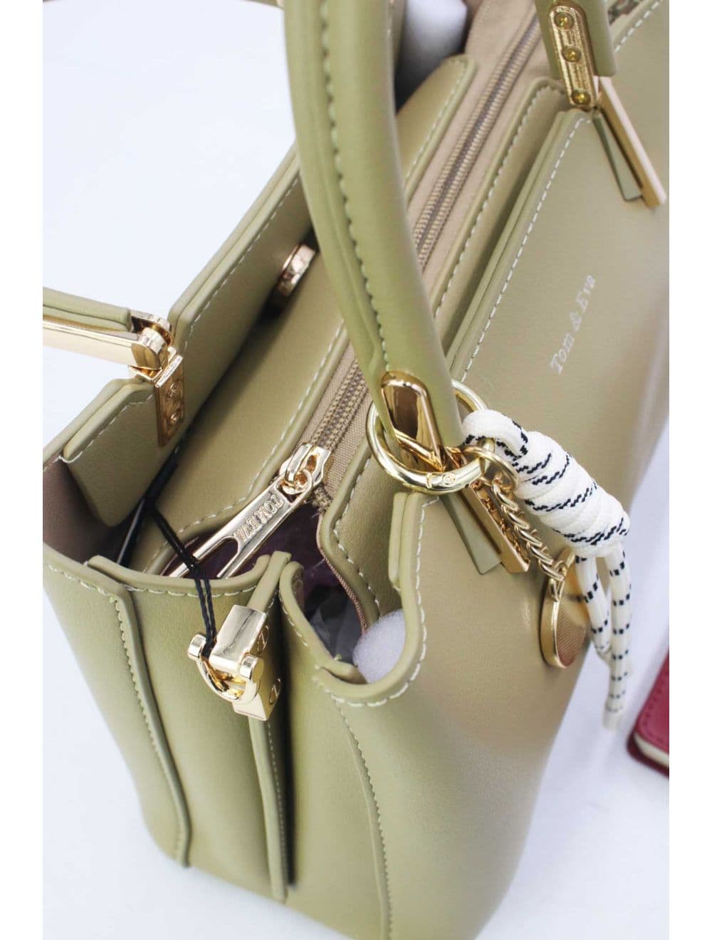 Medium Sac à Main Effet Cuir Minimaliste 25B-6276-Vert — vue 5