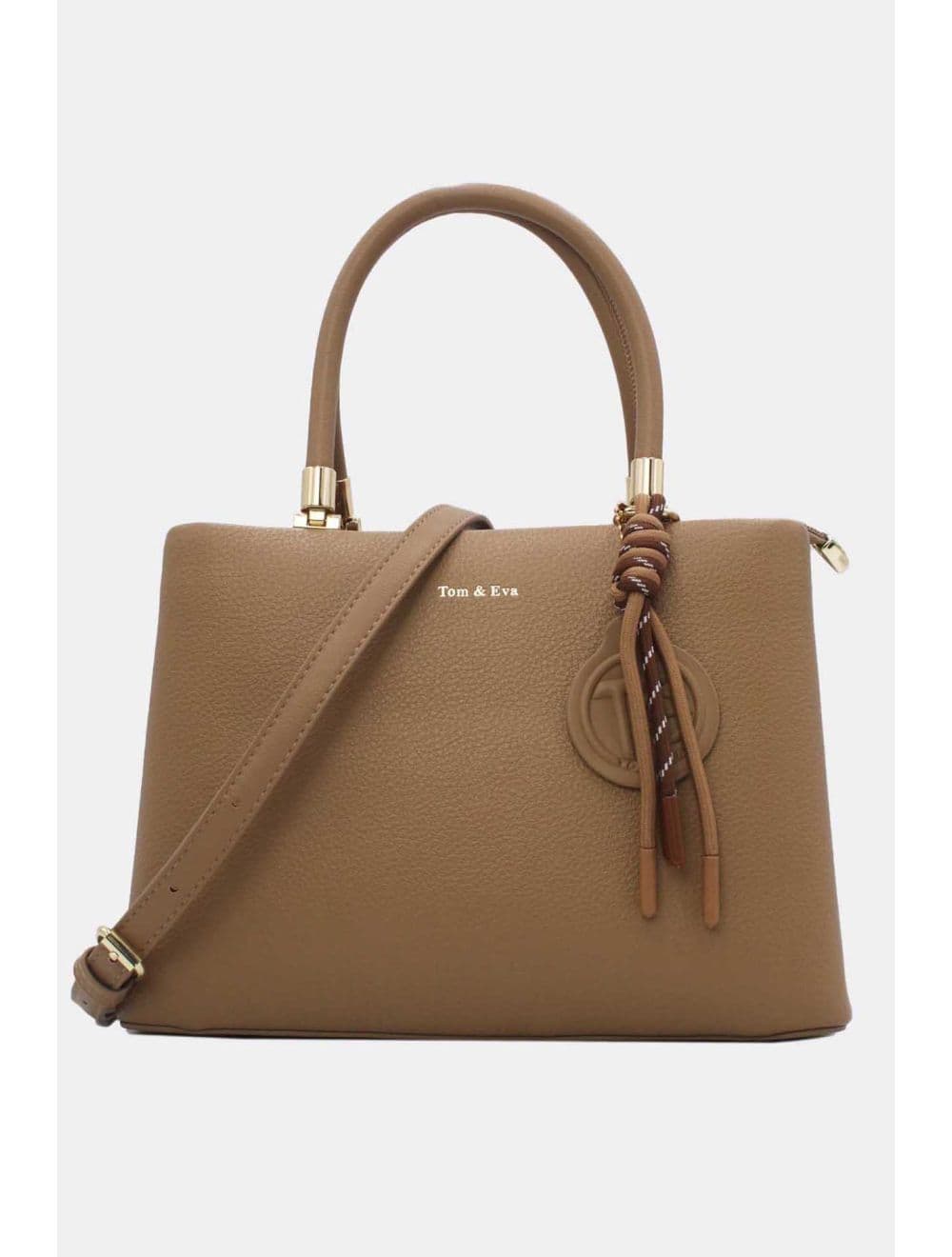 Medium Sac à Main Effet Cuir Avect Pendentifs 25B-6271-Kaki