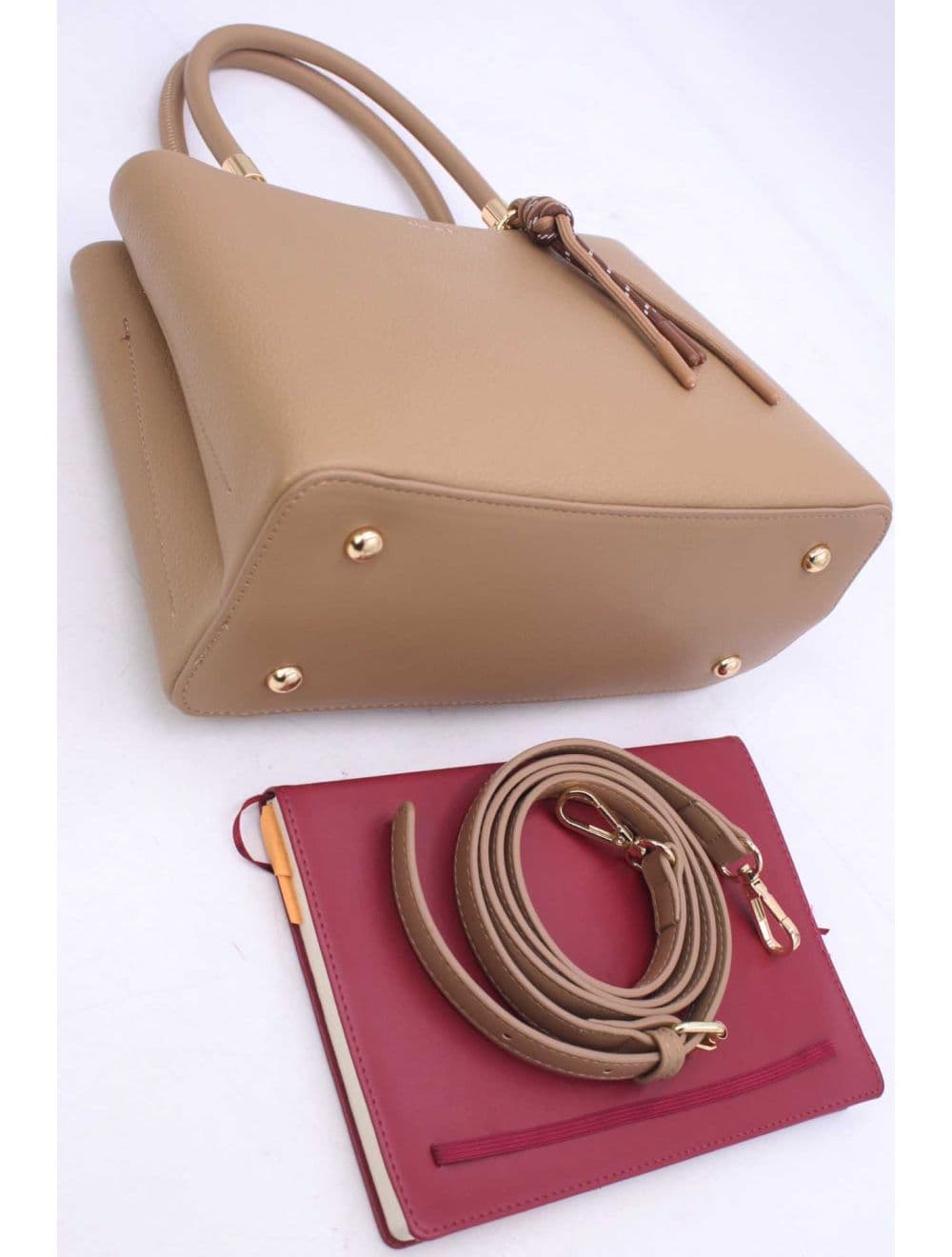 Medium Sac à Main Effet Cuir Avect Pendentifs 25B-6271-Kaki — vue 4