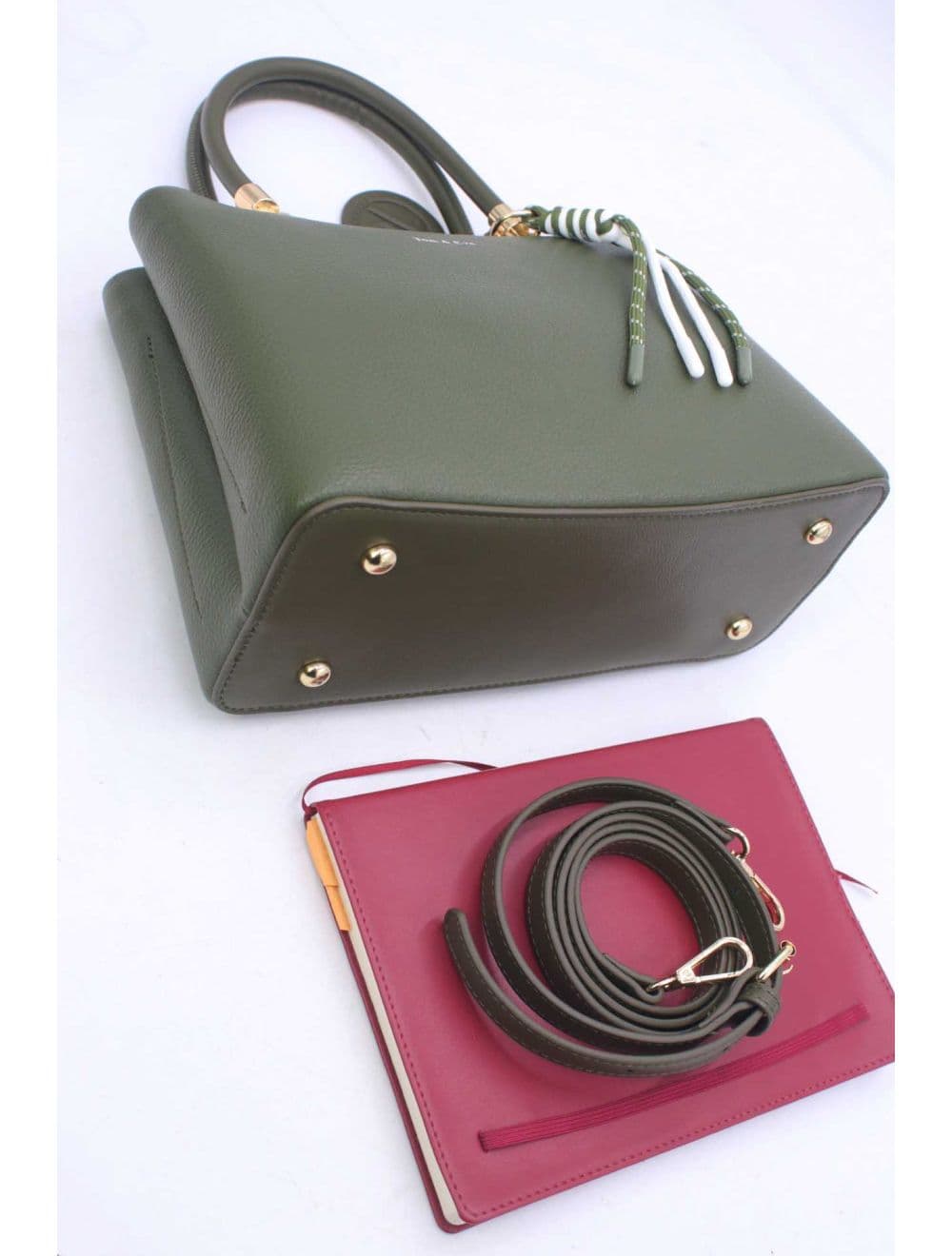 Medium Sac à Main Effet Cuir Avect Pendentifs 25B-6271-Vert — vue 4