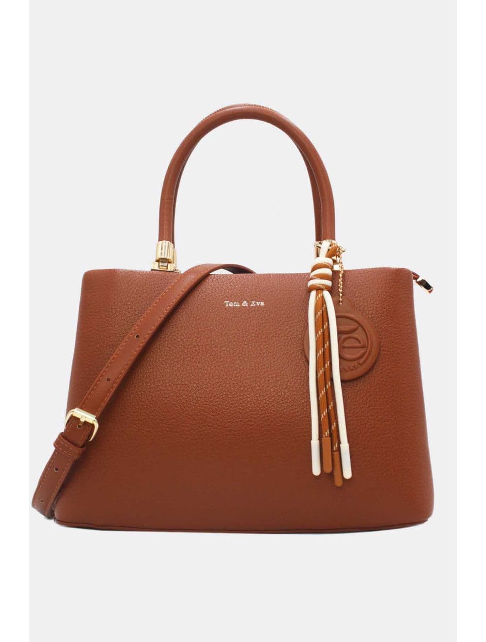 Medium Sac à Main Effet Cuir Avect Pendentifs 25B-6271-Marron
