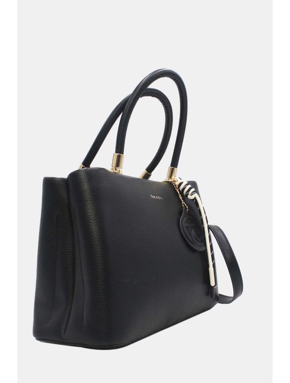 Medium Sac à Main Effet Cuir Avect Pendentifs 25B-6271-Noir — vue 2