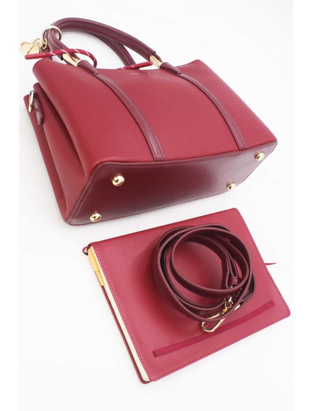 Medium Sac à Main Effet Cuir Avec Pendentif 25B-6274-Bordeaux — vue 4