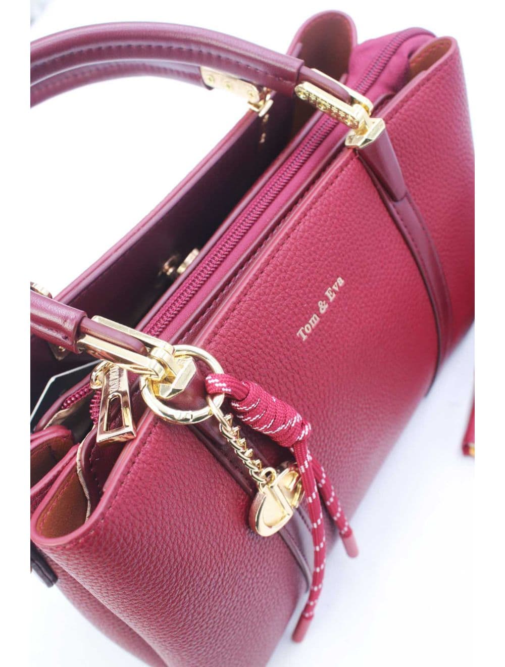 Medium Sac à Main Effet Cuir Avec Pendentif 25B-6274-Bordeaux — vue 5