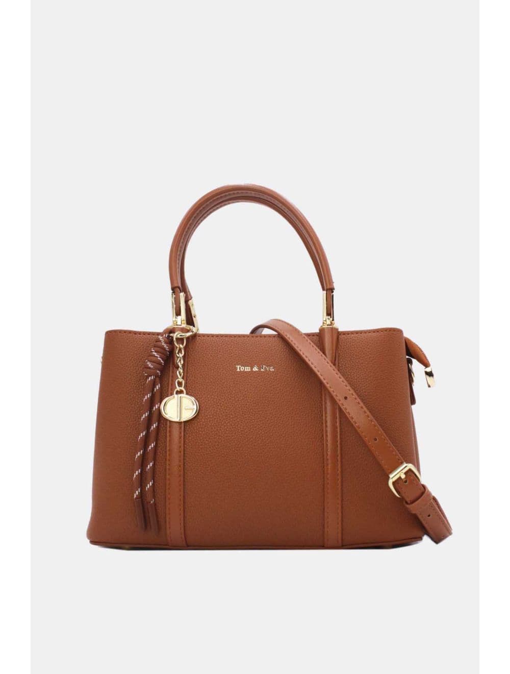 Medium Sac à Main Effet Cuir Avec Pendentif 25B-6274-Marron