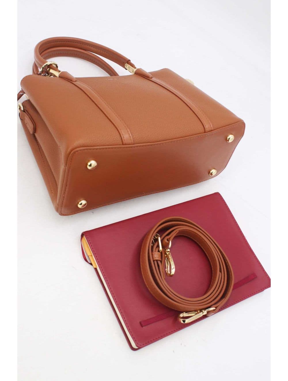 Medium Sac à Main Effet Cuir Avec Pendentif 25B-6274-Marron — vue 4