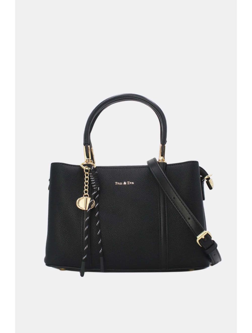 Medium Sac à Main Effet Cuir Avec Pendentif 25B-6274-Noir