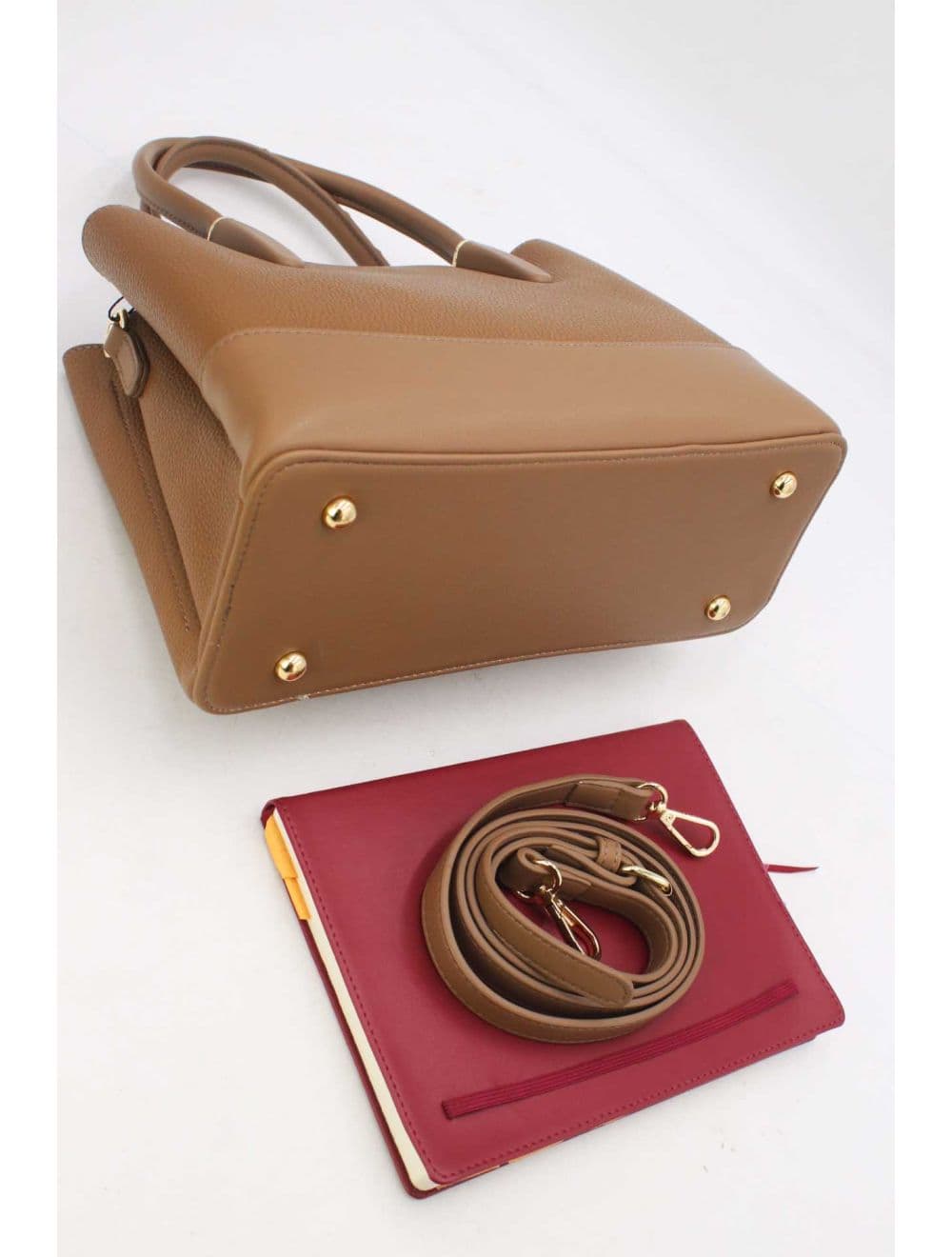 Medium Sac à Main Effet Cuir Grainé 25B-6194-Taupe — vue 4