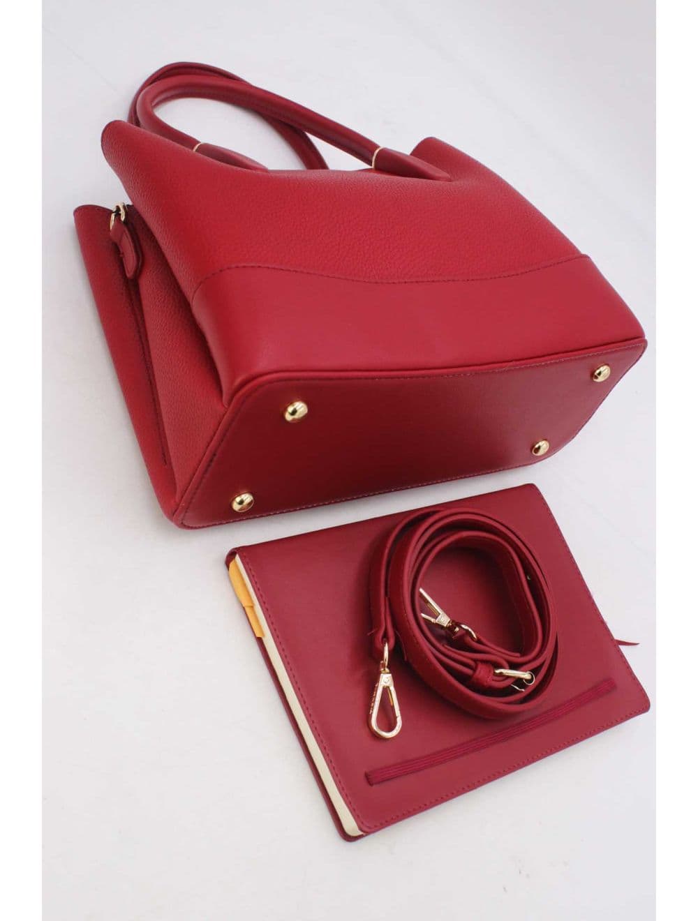 Medium Sac à Main Effet Cuir Grainé 25B-6194-Rouge — vue 4