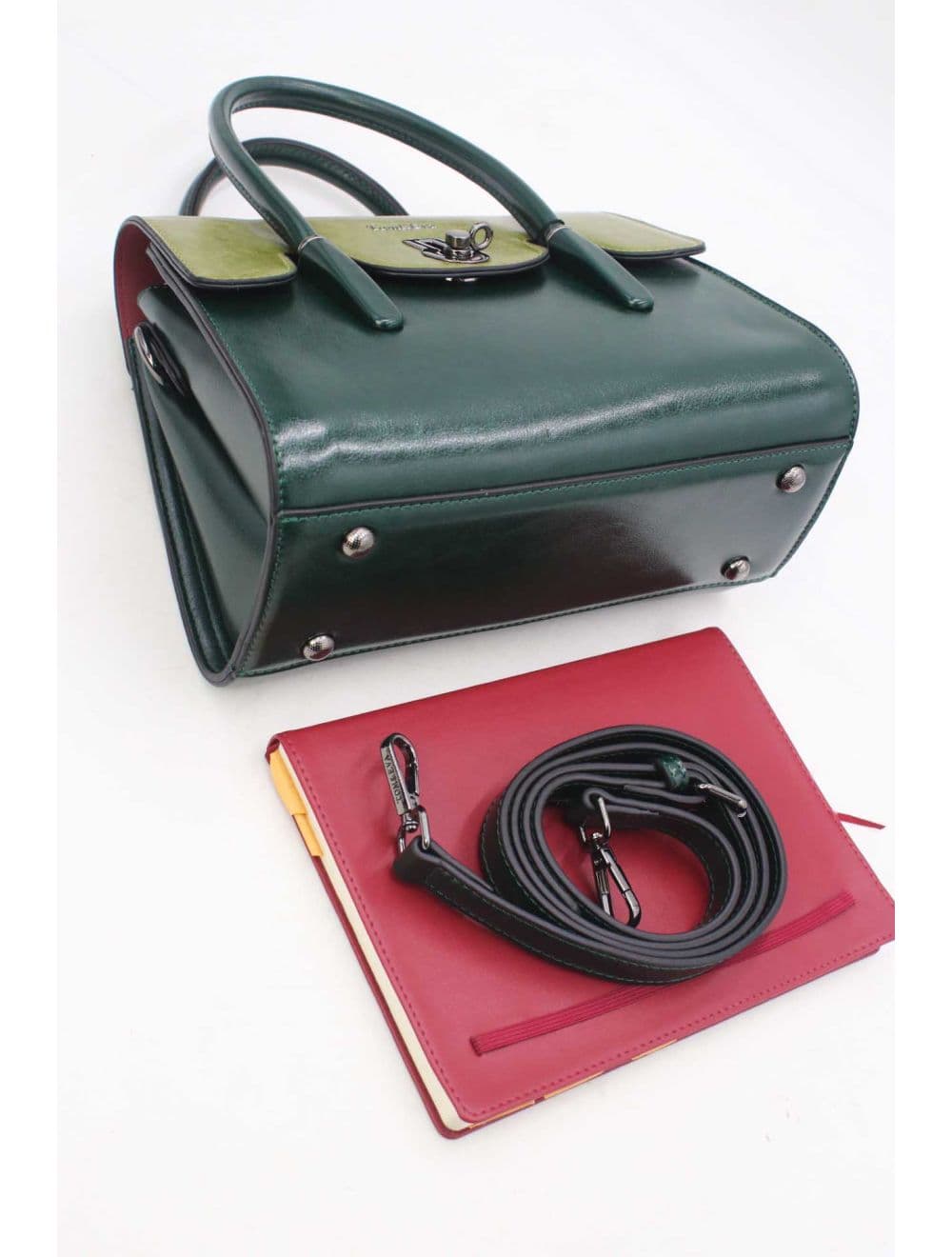 Medium Sac à Main Effet Cuir Vernis 25B-6294-Green — vue 4