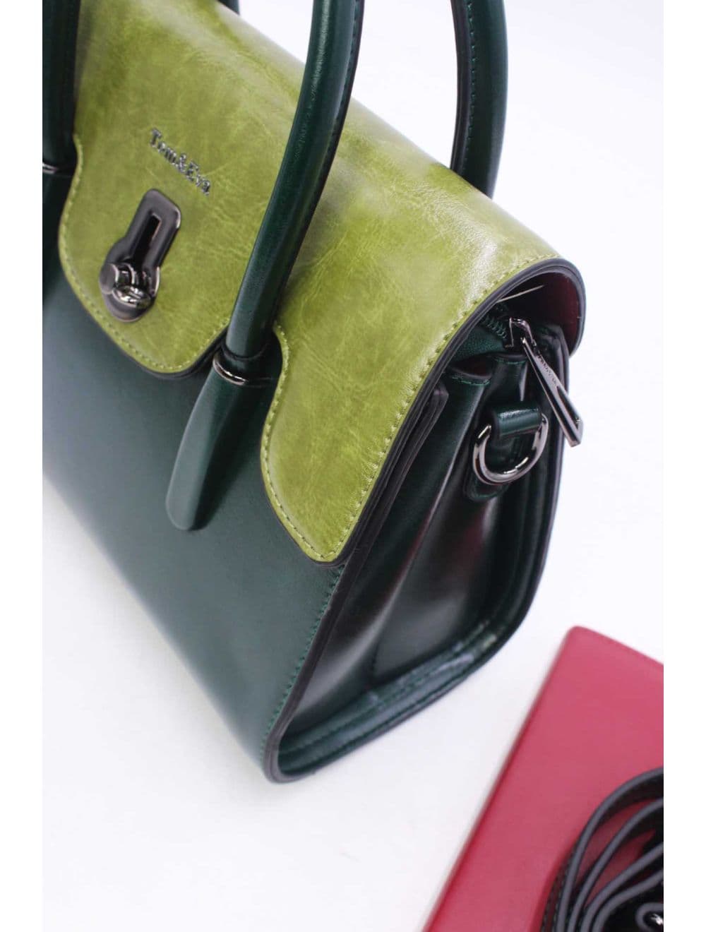 Medium Sac à Main Effet Cuir Vernis 25B-6294-Green — vue 5