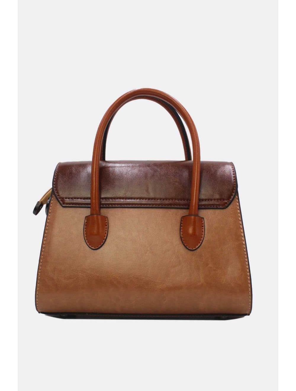 Medium Sac à Main Effet Cuir Vernis 25B-6294-Apricot/Coffee — vue 3