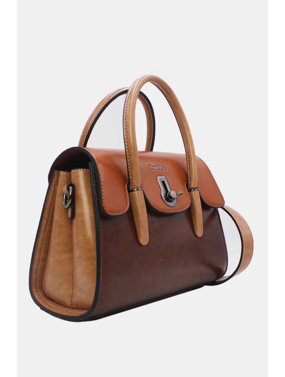 Medium Sac à Main Effet Cuir Vernis 25B-6294-Coffee/Brown — vue 2