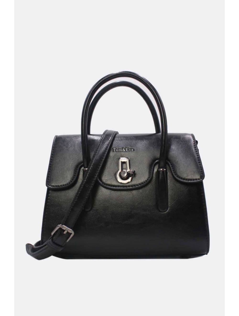 Medium Sac à Main Effet Cuir Vernis 25B-6294-Noir
