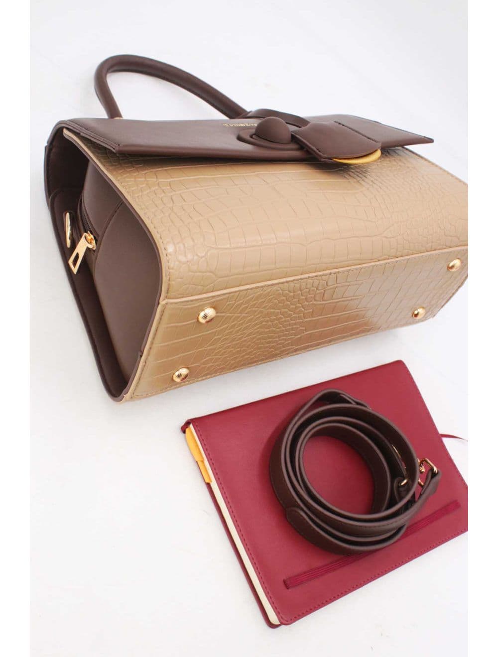 Sac à Main Style Vintage à Effet Croco 23B-5764-Apricot/Coffee — vue 4